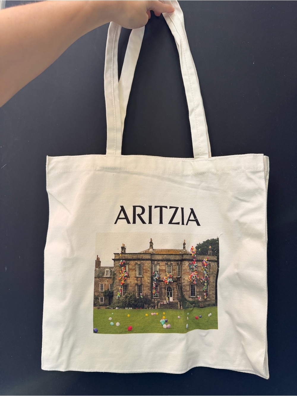 Aritzia Cream Tote with Vintage Print